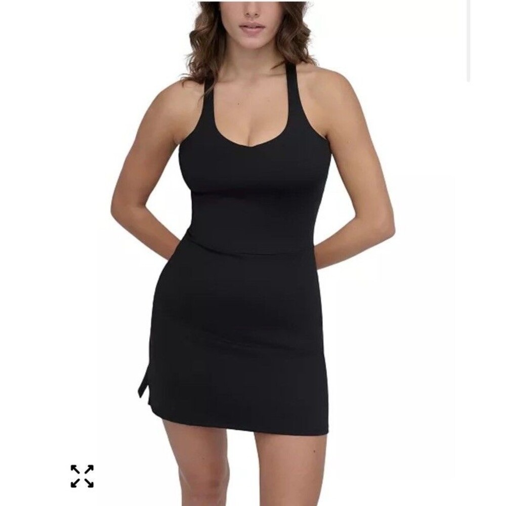 DKNY Sport Athletic Dress Black Racerback Sports Tennis Size Medium Built In Bra